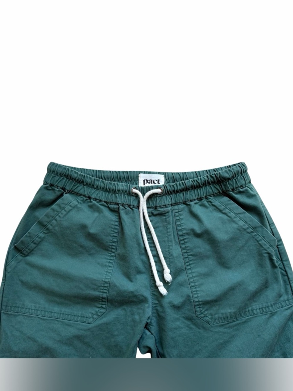 Pact Women's Ankle Pants in Teal with Yellow Cuff Detail - Picture 3 of 8